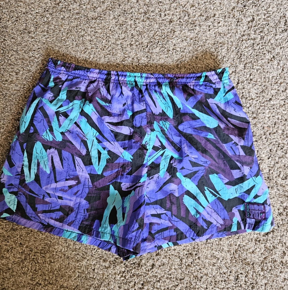 VINTAGE 90s InSport Athletic Swim Shorts Purple/Teal